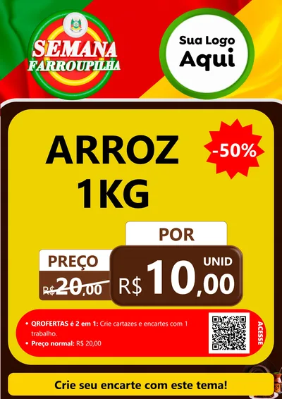 Modelo de Cartaz para Cartaz A4 Vertical com o tema Semana Farroupilha para Supermercado