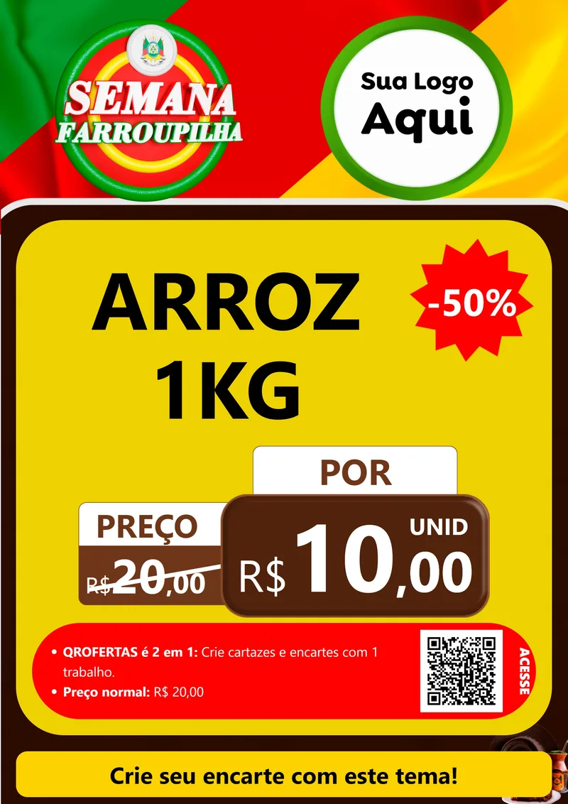 Modelo de Cartaz para Cartaz A4 Vertical com o tema Semana Farroupilha para Supermercado