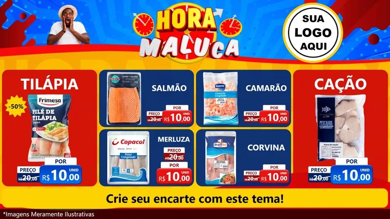 Modelo de TV para TV Horizontal com o tema Hora Maluca para Peixaria