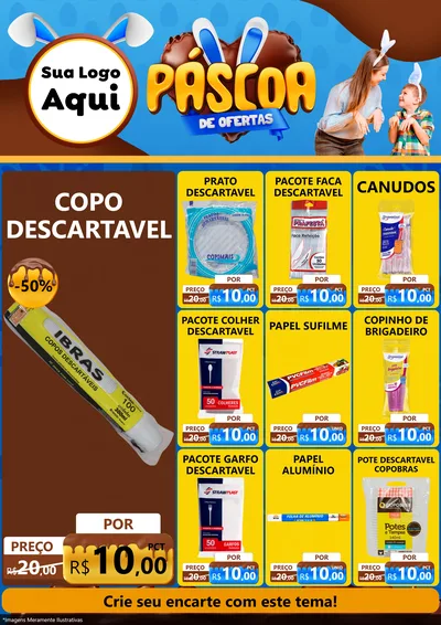 Modelo de Encarte para Encarte A4 Vertical com o tema Páscoa de Ofertas para Embalagens