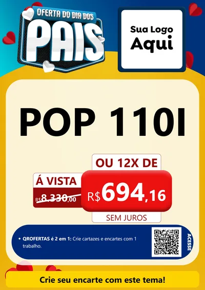 Modelo de Cartaz para Cartaz A4 Vertical com o tema Oferta Do Dia Dos Pais para Concessionaria de Motos