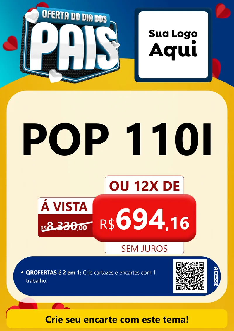 Modelo de Cartaz para Cartaz A4 Vertical com o tema Oferta Do Dia Dos Pais para Concessionaria de Motos