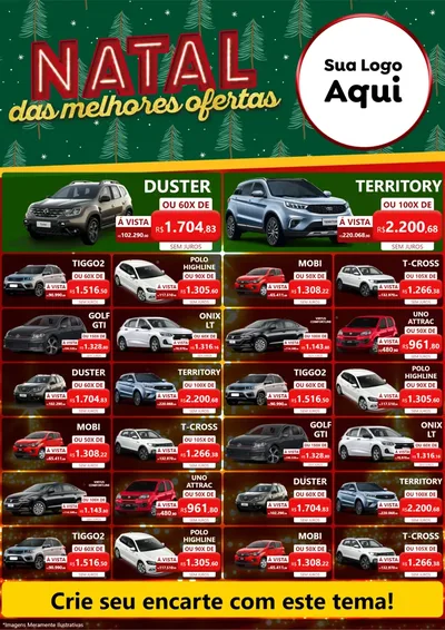 Modelo de Encarte para Encarte A4 Vertical com o tema Natal das Melhores Ofertas para Concessionaria de Carros
