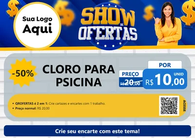 Modelo de Cartaz para Cartaz A4 Horizontal com o tema Show de Ofertas para Produtos para Piscina