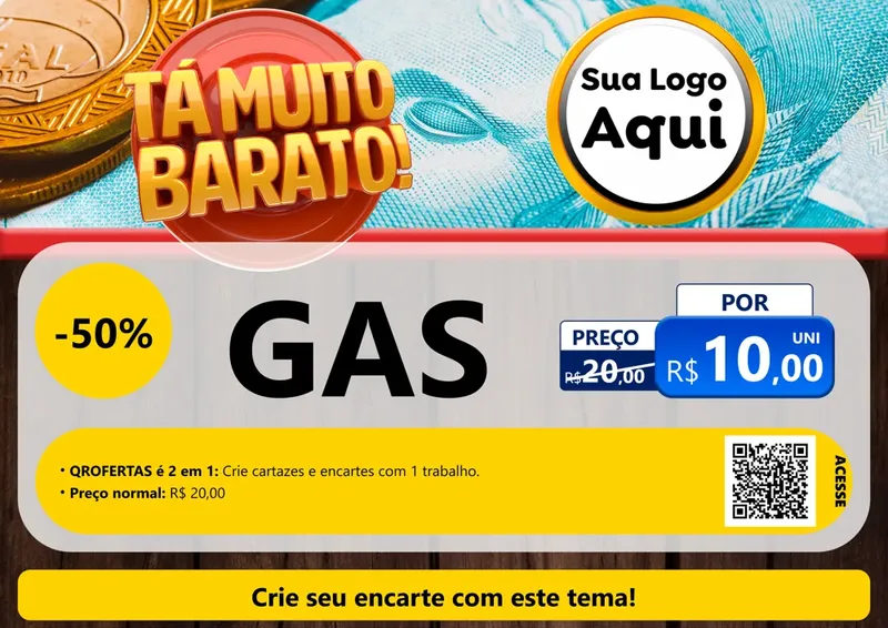 Modelo de Cartaz para Cartaz A4 Horizontal com o tema Está Muito Barato para Água e gás