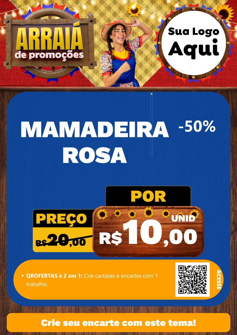 Modelo de Cartaz para Cartaz A4 Vertical com o tema Arraiá de Promoções para Bebês