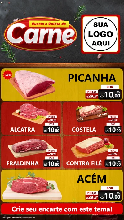 Modelo de TV para TV Vertical com o tema Quarta e Quinta da Carne para Açougue