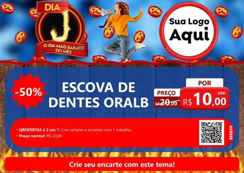 Modelo de Cartaz para Cartaz A4 Horizontal com o tema Dia J - O Dia Mais Barato Do Mês para Higiene Pessoal