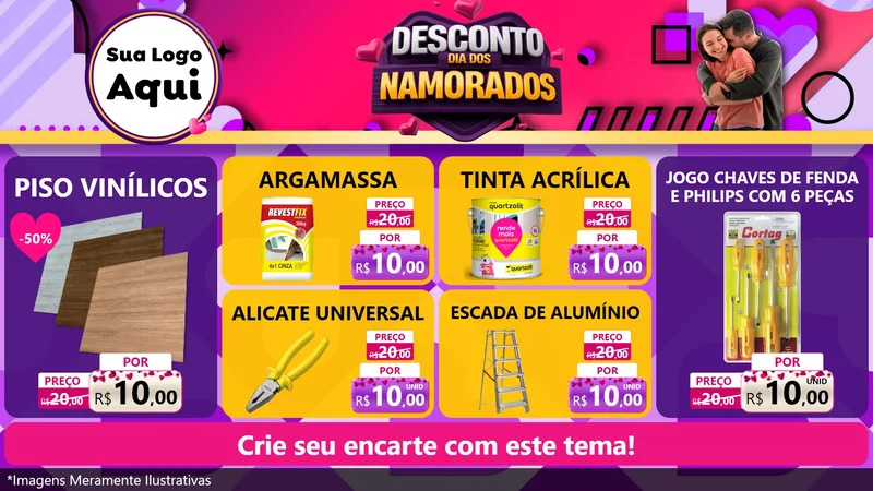 Modelo de TV para TV Horizontal com o tema Desconto Dia dos Namorados para Material para Construção