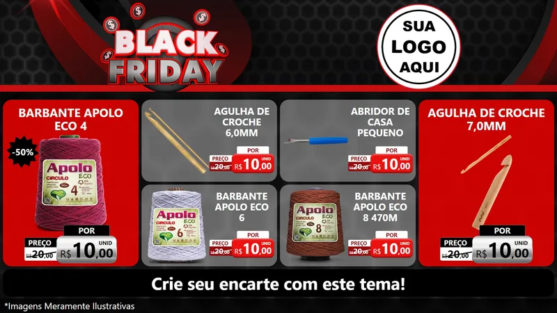 Modelo de TV para TV Horizontal com o tema Black Friday para Armarinho e Aviamentos