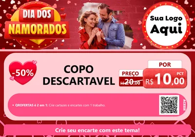 Modelo de Cartaz para Cartaz A4 Horizontal com o tema Dia Dos Namorados para Embalagens