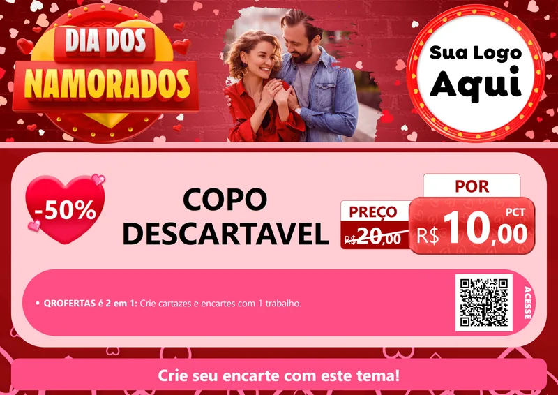 Modelo de Cartaz para Cartaz A4 Horizontal com o tema Dia Dos Namorados para Embalagens