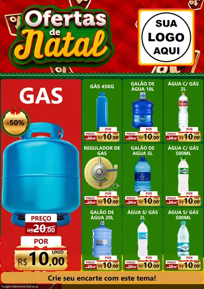Modelo de Encarte para Encarte A4 Vertical com o tema Ofertas de Natal para Água e gás