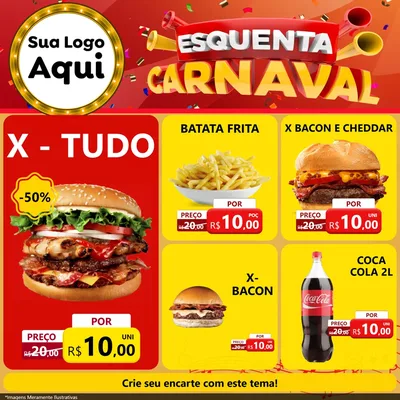 Modelo de Rede Social para Feed Facebook com o tema Esquenta Carnaval para Hamburgueria