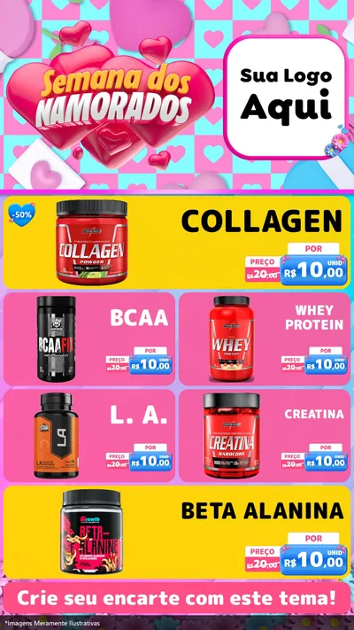 Modelo de TV para TV Vertical com o tema Semana dos Namorados para Suplementos alimentares