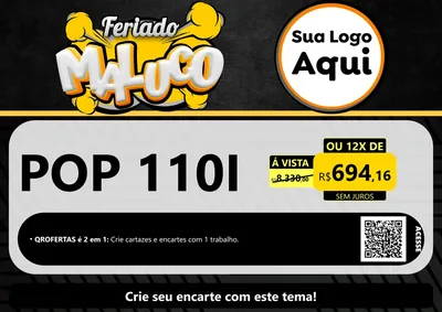 Modelo de Cartaz para Cartaz A4 Horizontal com o tema Feriado Maluco para Concessionaria de Motos