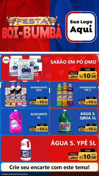 Modelo de TV para TV Vertical com o tema Festa Boi Bumbá para Produtos de Limpeza
