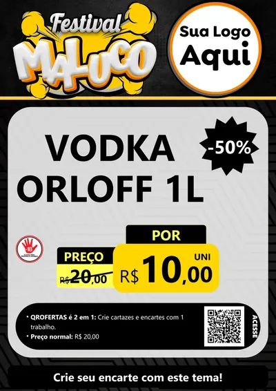 Modelo de Cartaz para Cartaz A4 Vertical com o tema Festival Maluco para Distribuidora de bebidas