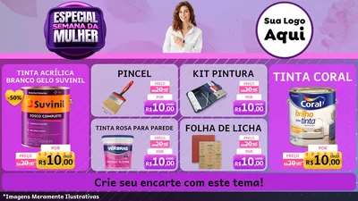 Modelo de TV para TV Horizontal com o tema Especial Semana da Mulher para Tintas e Ferramentas