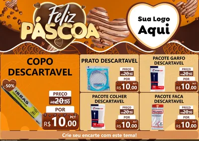 Modelo de Encarte para Encarte A4 Horizontal com o tema Feliz Páscoa para Embalagens