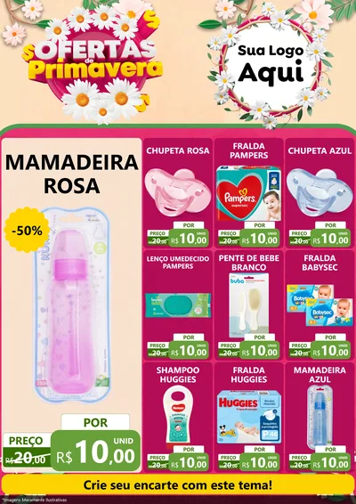 Modelo de Encarte para Encarte A4 Vertical com o tema Ofertas de Primavera para Bebês