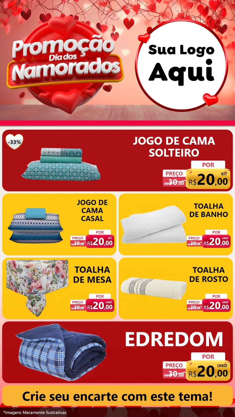 Modelo de TV para TV Vertical com o tema Promoção Dia dos Namorados para Cama, Mesa e Banho