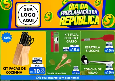 Modelo de Encarte para Encarte A4 Horizontal com o tema Dia Da Proclamação da República para Utilidades Domésticas