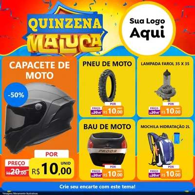 Modelo de Rede Social para Feed Facebook com o tema Quinzena Maluca para Moto peças