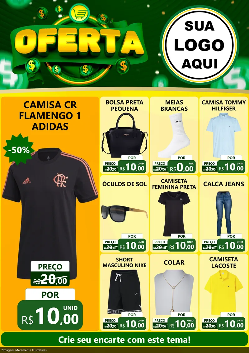Modelo de Encarte para Encarte A4 Vertical com o tema Oferta para Roupas e acessórios