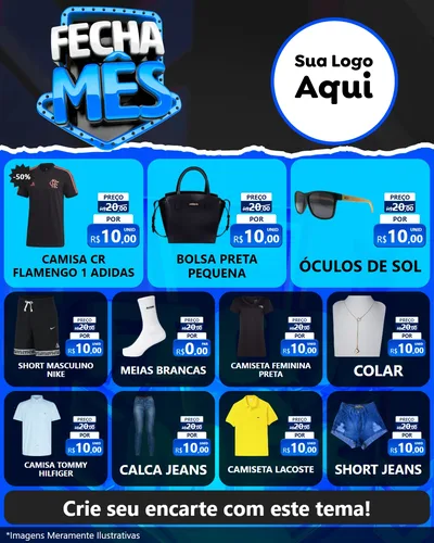Modelo de Rede Social para Feed Instagram com o tema Fecha Mês para Roupas e acessórios