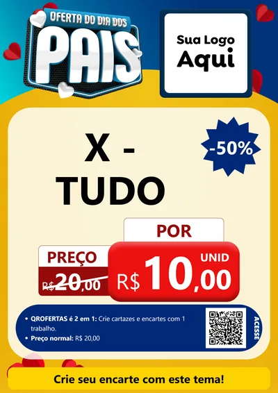 Modelo de Cartaz para Cartaz A4 Vertical com o tema Oferta Do Dia Dos Pais para Hamburgueria