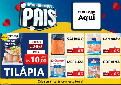 Modelo de Encarte para Encarte A4 Horizontal com o tema Oferta Do Dia Dos Pais para Peixaria