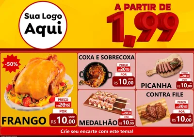 Modelo de Encarte para Encarte A4 Horizontal com o tema A Partir de Um e Noventa e Nove - 1,99 para Assados