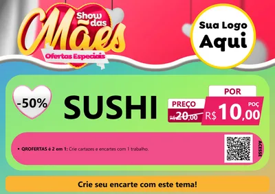 Modelo de Cartaz para Cartaz A4 Horizontal com o tema Show das Mães - Ofertas Especiais para Comida japonesa