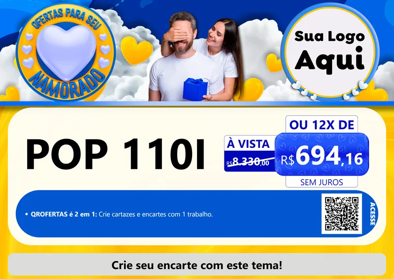 Modelo de Cartaz para Cartaz A4 Horizontal com o tema Ofertas Para Seu Namorado para Concessionaria de Motos