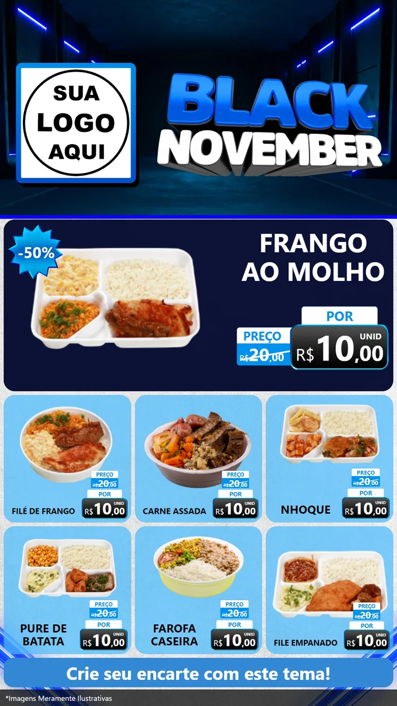 Modelo de Rede Social para Stories com o tema Black November para Restaurante