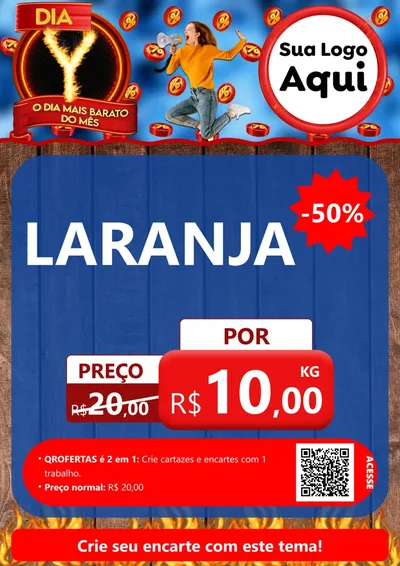 Modelo de Cartaz para Cartaz A4 Vertical com o tema Dia Y - O Dia Mais Barato Do Mês para Hortifrúti
