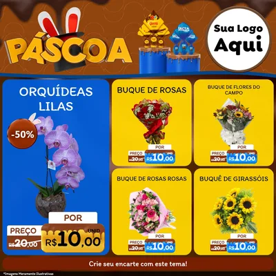 Modelo de Rede Social para Feed Facebook com o tema Páscoa para Floricultura e jardim