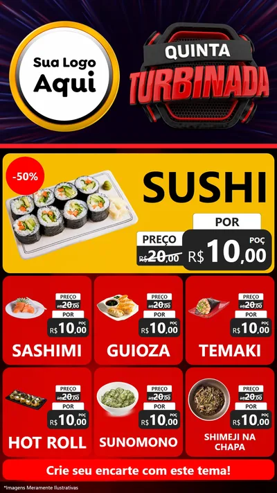 Modelo de Rede Social para Stories com o tema Quinta Turbinada para Comida japonesa