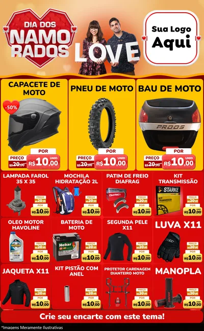 Modelo de Encarte para Encarte Grande com o tema Dia dos Namorados para Moto peças