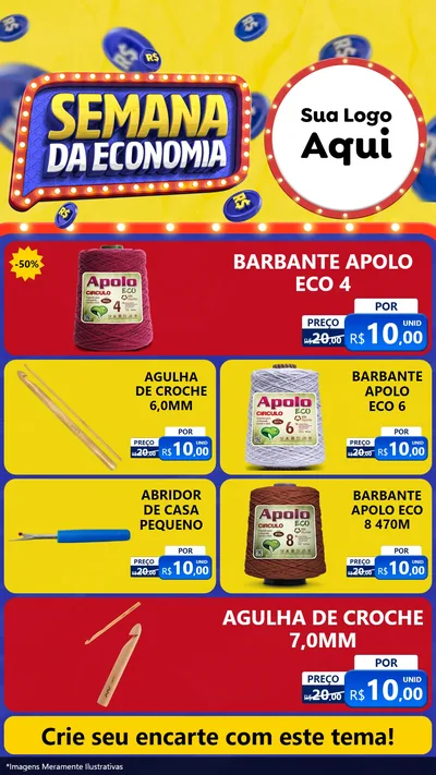 Modelo de TV para TV Vertical com o tema Semana da Economia para Armarinho e Aviamentos