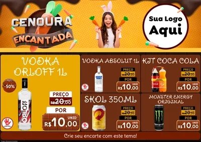 Modelo de Encarte para Encarte A4 Horizontal com o tema Cenoura Encantada - Páscoa para Distribuidora de bebidas