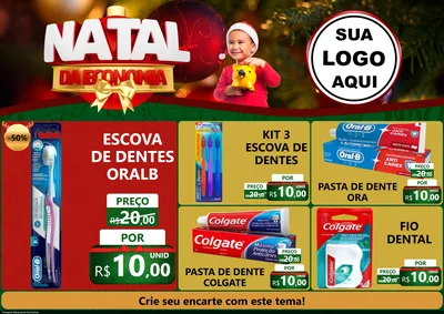 Modelo de Encarte para Encarte A4 Horizontal com o tema Natal da Economia para Higiene Pessoal