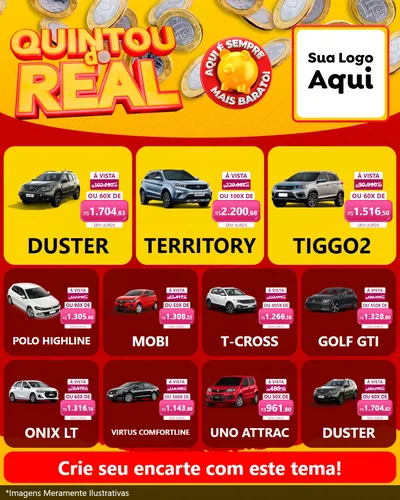 Modelo de Rede Social para Feed Instagram com o tema Quintou do Real para Concessionaria de Carros