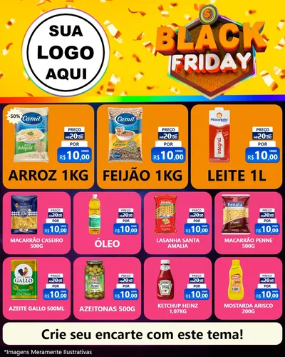 Modelo de Rede Social para Feed Instagram com o tema Black Friday para Supermercado