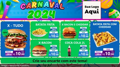 Modelo de TV para TV Horizontal com o tema Carnaval 2027 para Hamburgueria
