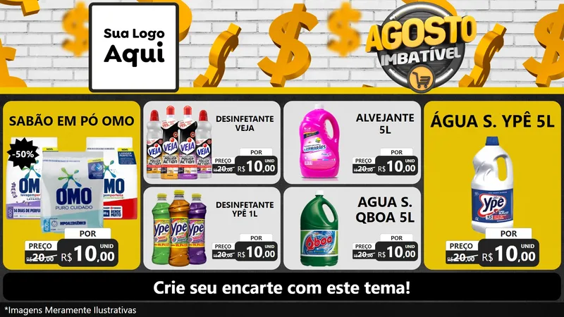 Modelo de TV para TV Horizontal com o tema Agosto imbatível para Produtos de Limpeza