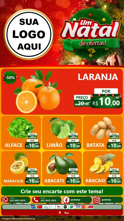 Modelo de Rede Social para Stories com o tema Um Natal de Ofertas para Hortifrúti