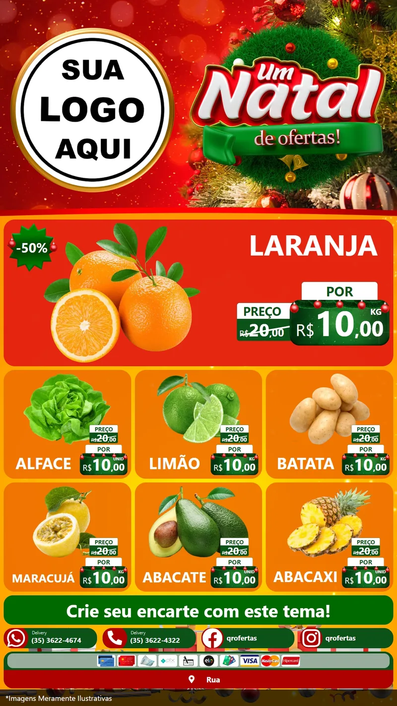 Modelo de Rede Social para Stories com o tema Um Natal de Ofertas para Hortifrúti