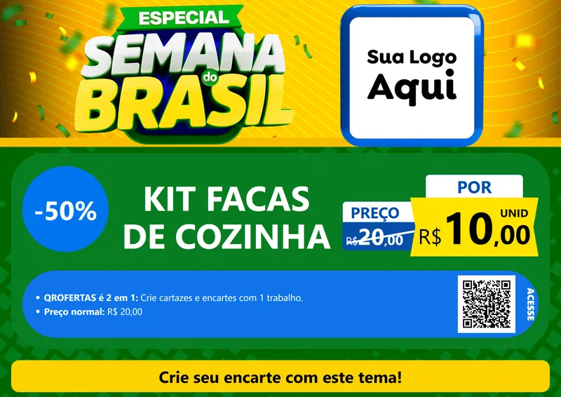 Modelo de Cartaz para Cartaz A4 Horizontal com o tema Especial Semana do Brasil para Utilidades Domésticas